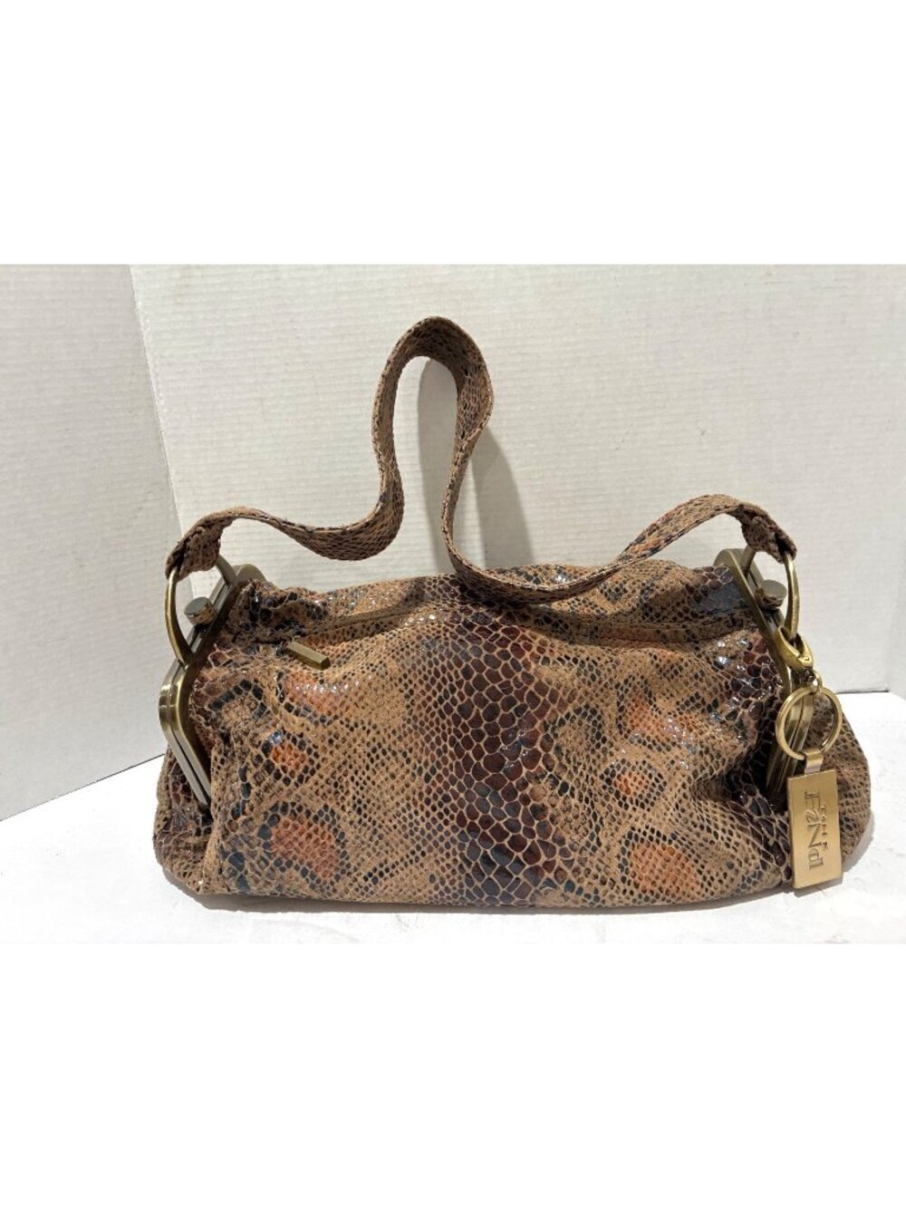 The Find purse womens  Bronze Snake Print Top Handle Satchel Handbag